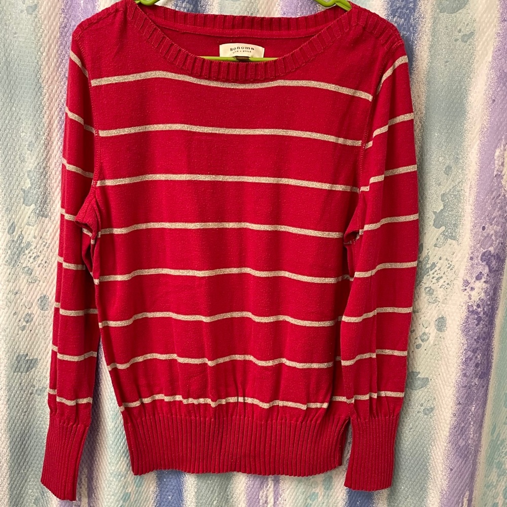Red Sonoma striped sweater size XL